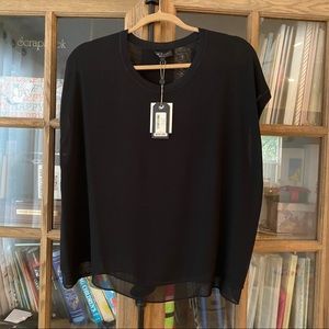 Rag and Bone Caviar Daria Black Silk Top